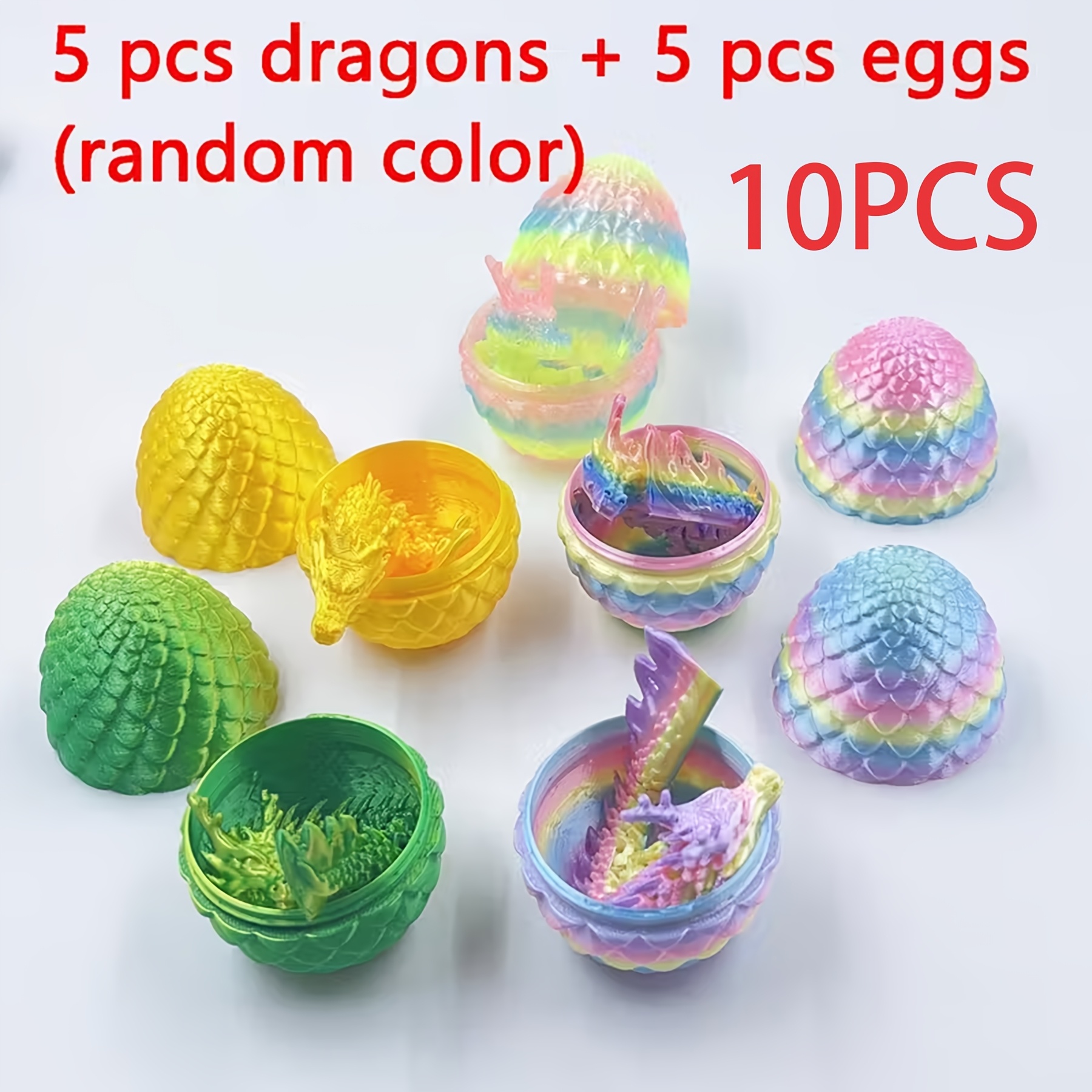 Image of 10-piece Dragon And Dragon Egg Set, Random Colors, Fantasy Sculpture Ornaments, Suitable For Easter, Christmas, Halloween Decoration, Party Decoration, Birthday Gifts, Surprise Small Gifts, Magical