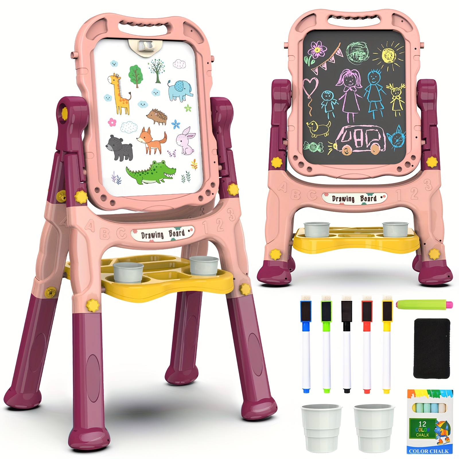   art easel adjustable standing rotating double sided easel   with painting accessories suitable for toddlers