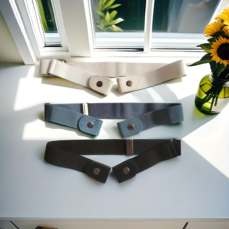 3-pack Unisex Belts - Black + White + Blue - , , Metal Button Closure - Perfect For Jeans And Casual Wear, Belt | Belt | Texture