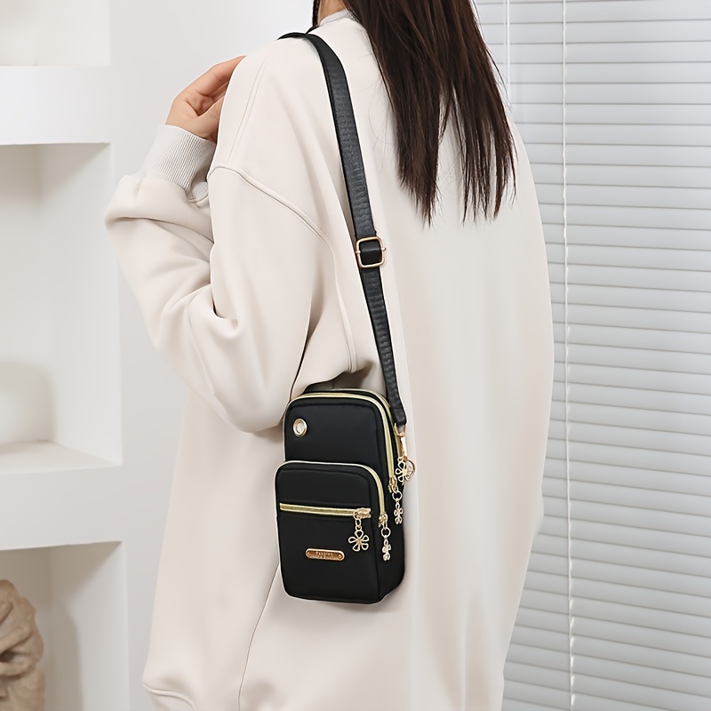 1pc, Women's Fashion Simple Crossbody Cell Phone Purse, Casual Multi-pocket Zipper Shoulder Pouch, Coin Purse, Sports & Fitness Compact Portable Sling Bag