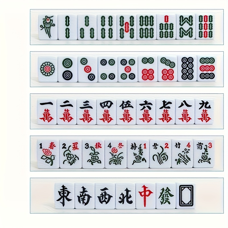 144pcs professional mahjong set   adult strategy and socializing for family   and trips perfect gift for   1 set of   1pc storage bag 1pc tablecloth 1 set of dice