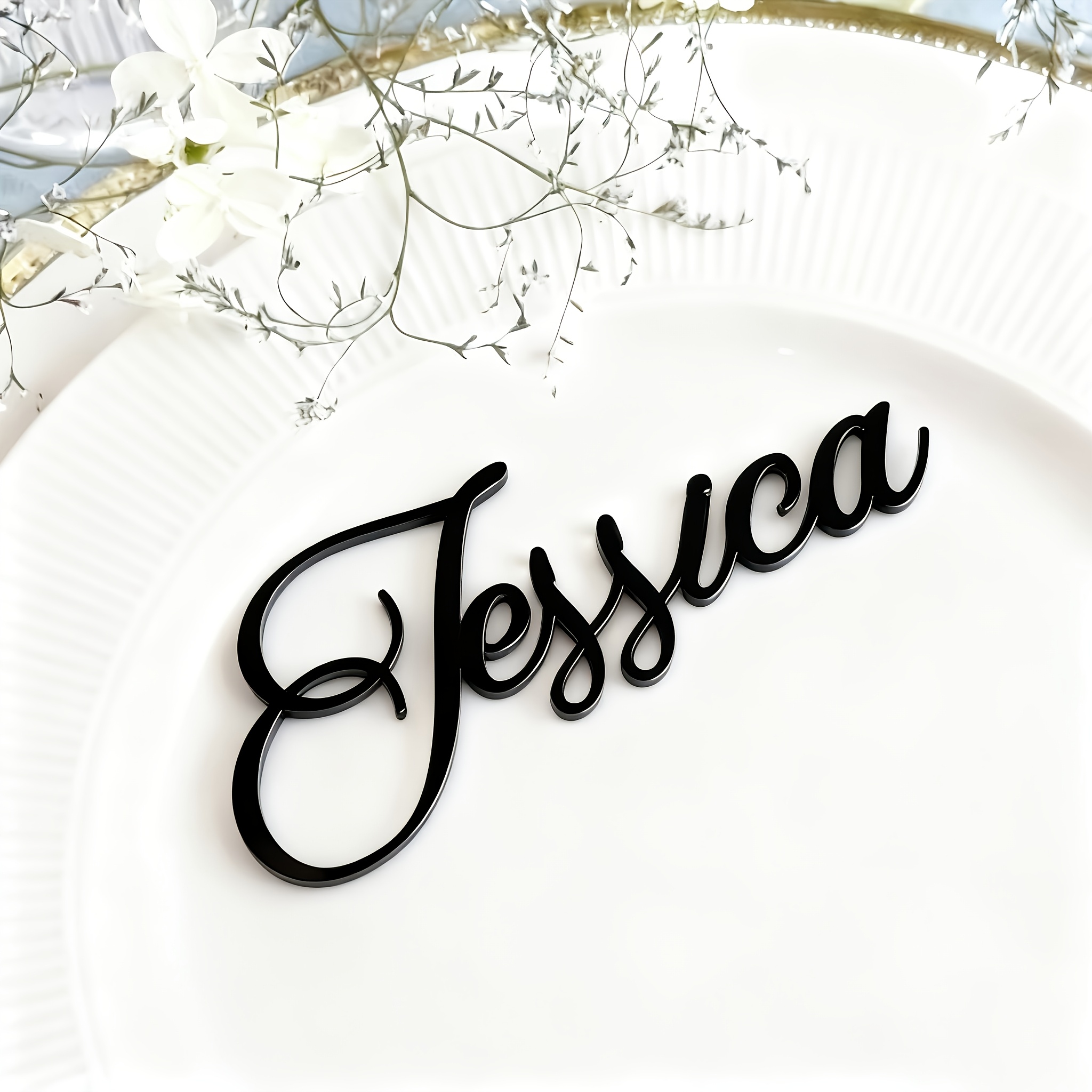 TEMU Custom Acrylic Name Cards Suitable For Weddings, Birthdays, Parties - Table Name Plates With Name/number/date/, Elegant Table Decor For