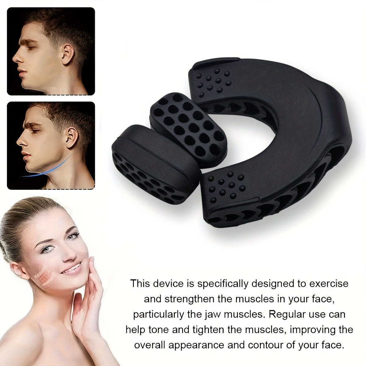 1 Set Chin Trainer, with -C-Type And Square Masseter - Exerciser, Unisex, Activating And Firming Facial Muscles, Chin Movement And Facial Exerciser