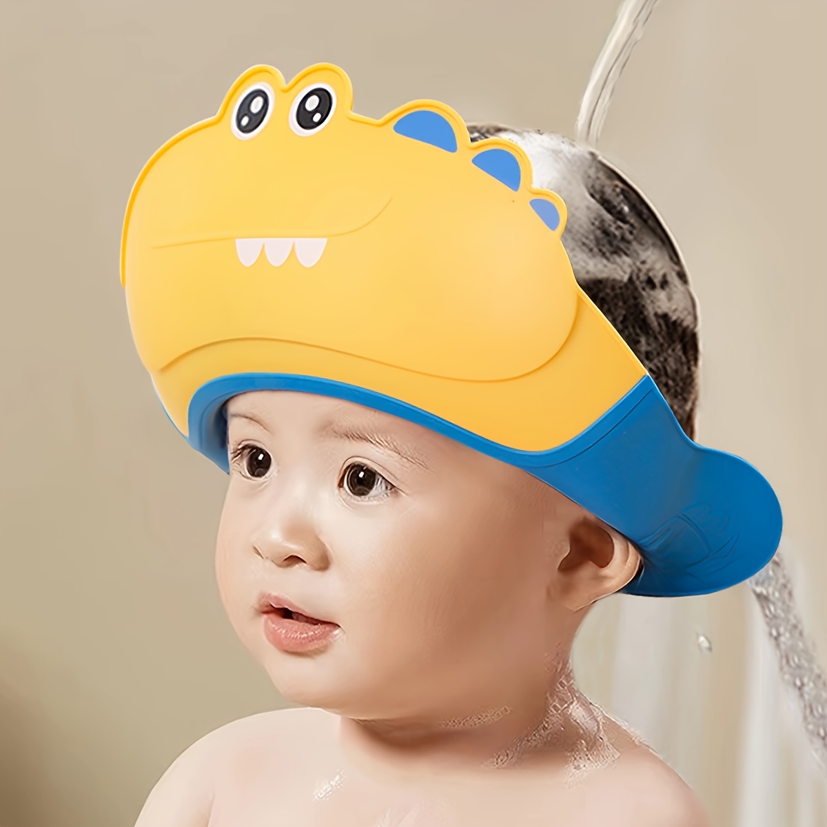 

Adjustable Waterproof With Cute Dinosaur Design, Ear Protection - Yellow And Blue, Soft Pp Material For And