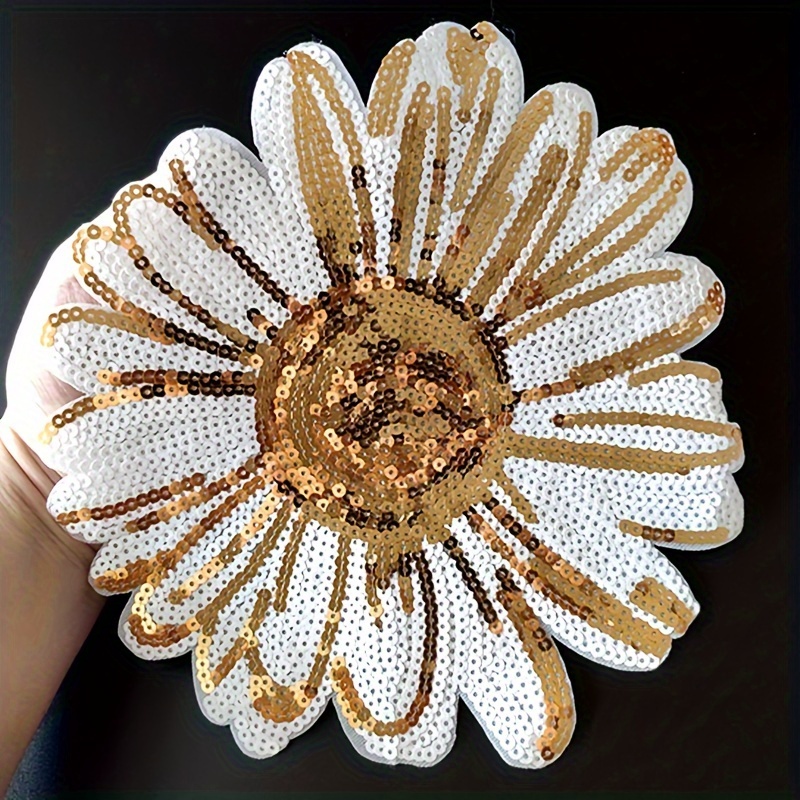 

Sequins Sunflower Sewing On Patches For Clothing Diy Flower Style Bling Glitter Patches, Fashion Skirt Applique Accessories