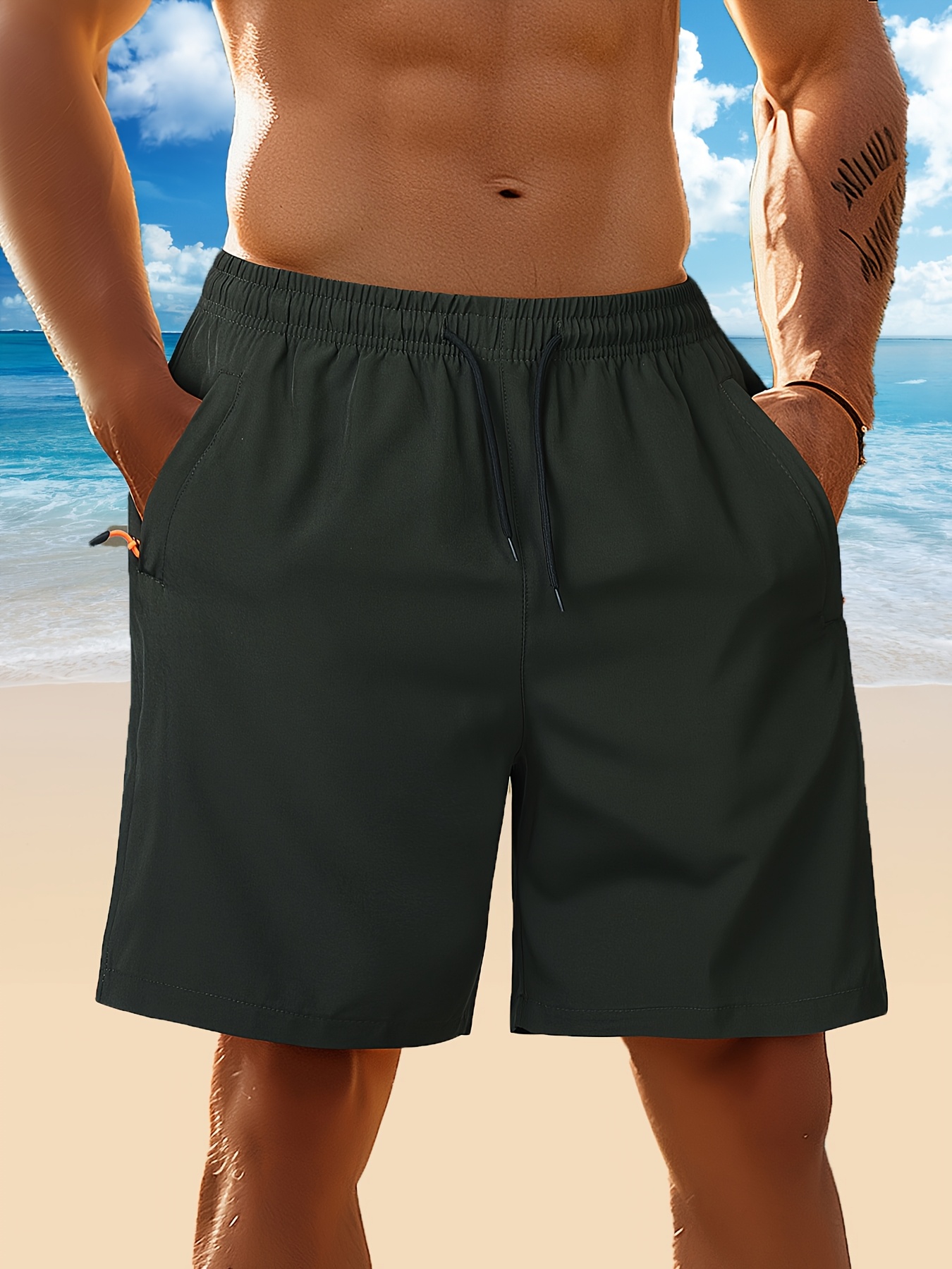 mens ultra thin quick shorts zipper pockets Temu Oman