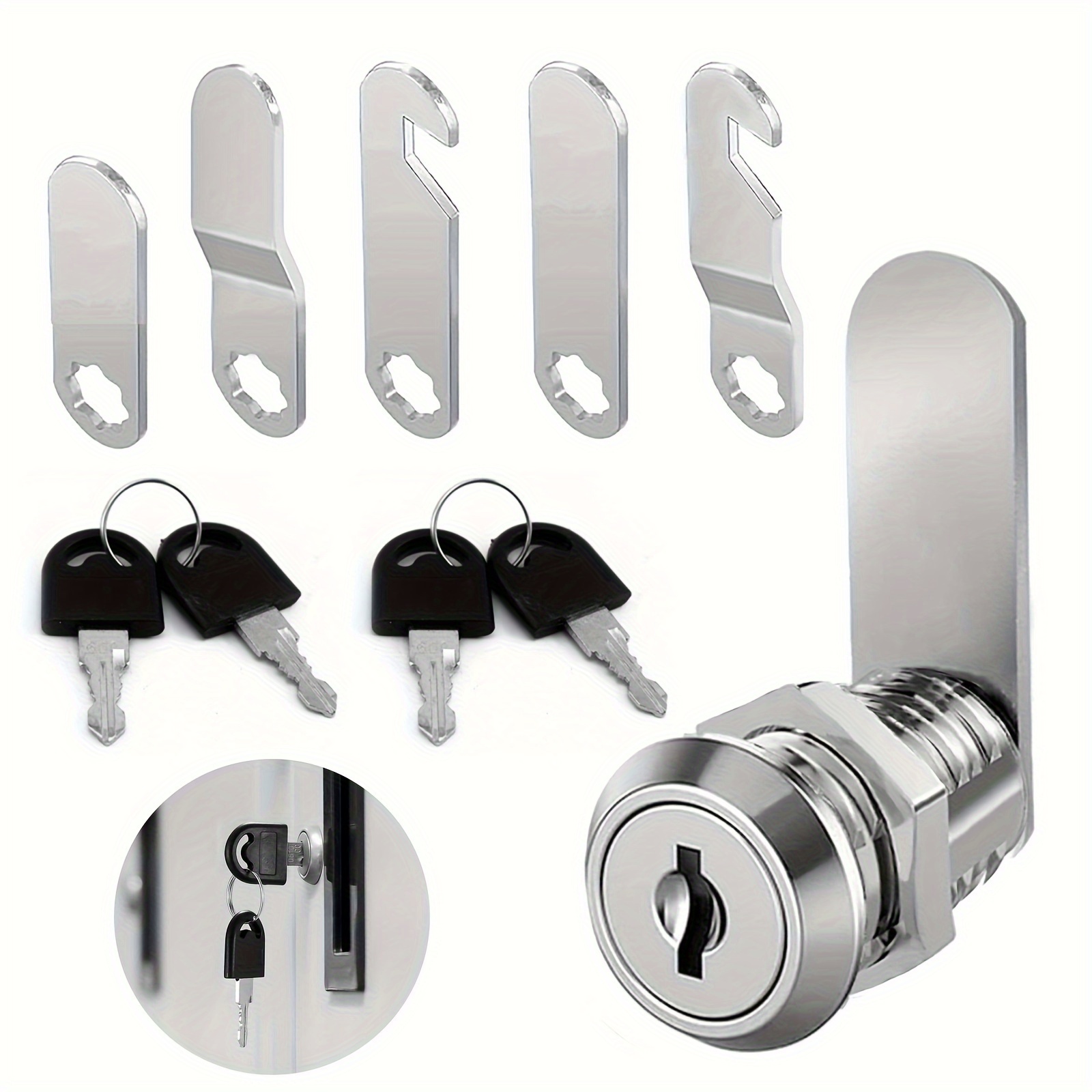 E-shop Schwerlast-Zinklegierung Klemmensperr-Schloss-Set im 2er-Pack, Schlüsselgleich 5/8 Zoll Pfosten für Schränke/Safes/Werkzeugkisten,