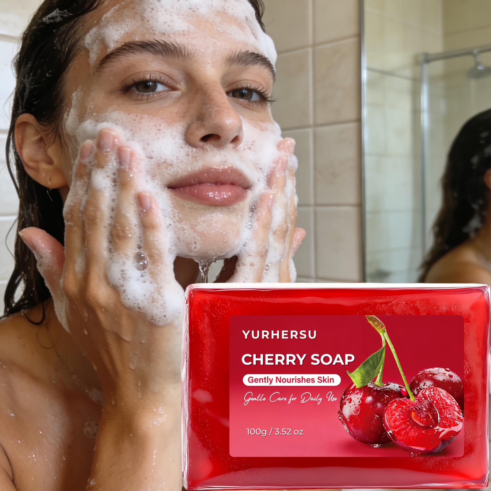 Cherry , Enriched With Cherry Extract,4-in-1 For Cleansing, Bathing, Shampooing, And Face Washing, Cleans And Moisturizes, Suitable For Types.