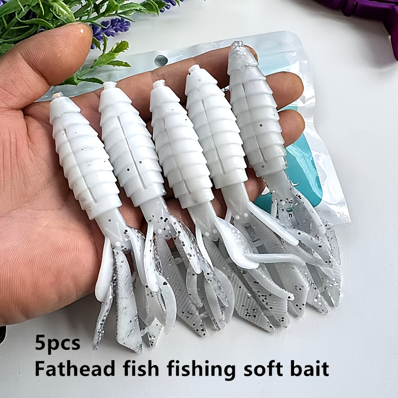 TEMU 5pcs Soft Bait Set, Fishing Lures, Dual-color Realistic Hook Baits For Minnow, Pike, And Other Fish. Made Of Durable Pvc Plastic, Suitable For ,