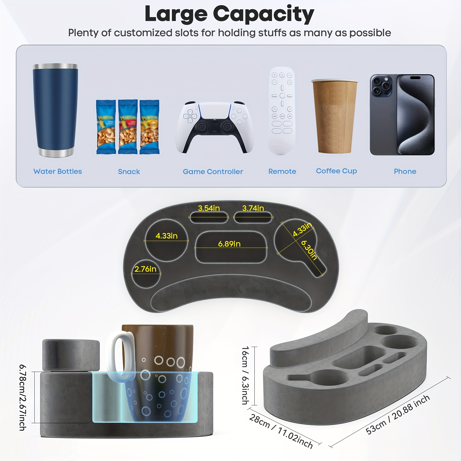 Multi-Functional Game Controller Stand Pillow, Cup Holder, Snack Holder, Comfortable Ergonomic Durable Wrist Protection Storage Organizer, Console Gaming Setup, Compact Design, Modern Gaming Gear, Highquality Material, Wrist Rest, Professional