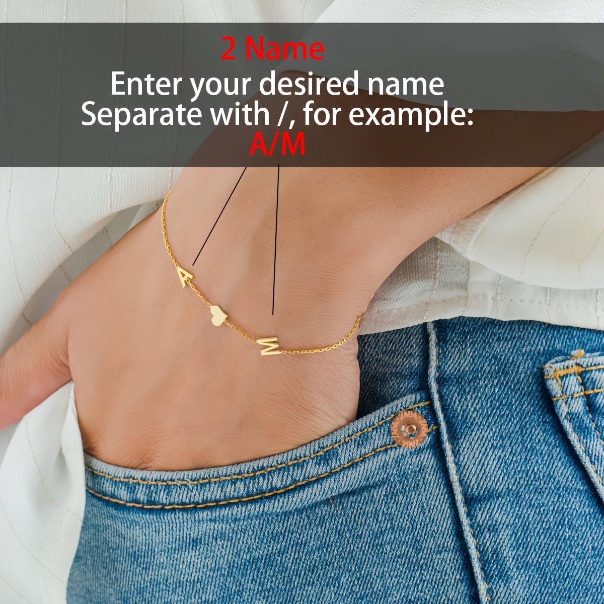TEMU Customize Personalized English Initial Fashion Heart Bracelet, Welded Plated 18k Stainless Steel Letter Bracelet, Easy, Stylish And Elegant,