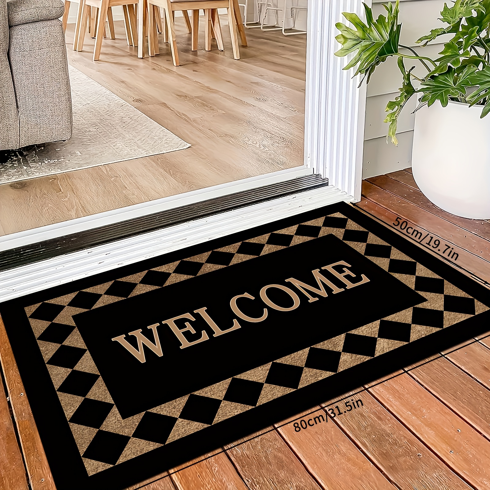 TEMU Paillasson d'entrée simple et élégant, lavable en machine et à abîmer les sols, un article décoratif sur les sociaux, et confortable