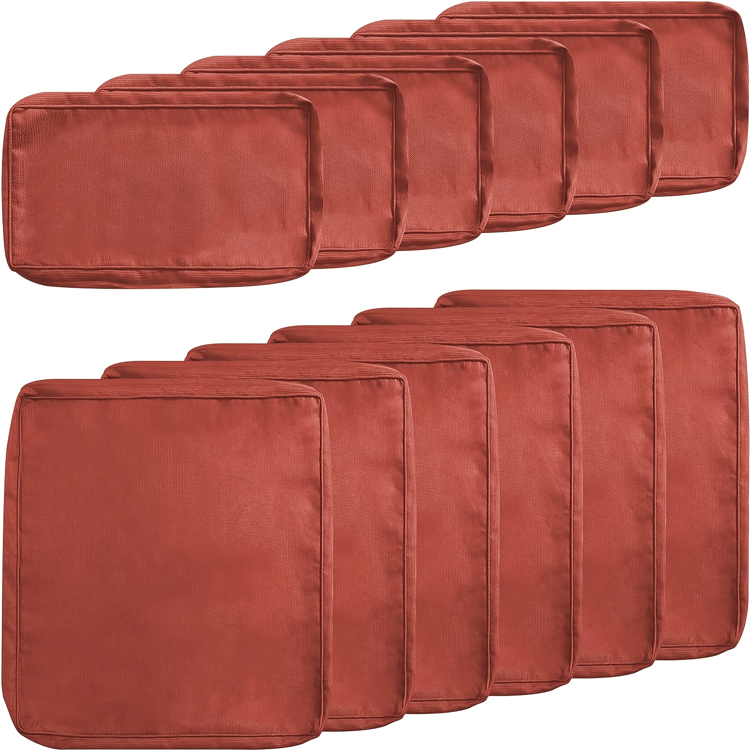 

12 Pieces Patio Seat Cushion Cover Replacement, Washable Outdoor Furniture Cushion Slipcovers (6 Seat Cushion Cover And 6 Backrest Pillow Covers) With Zipper For Patio Sofa, Orange