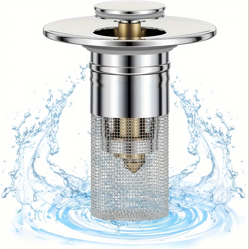 

1pc Stainless Steel Stopper, Multifunctional Strainer, -odor Filter, Suitable For Sinks (1.3-1.6inch), Bathroom Accessories