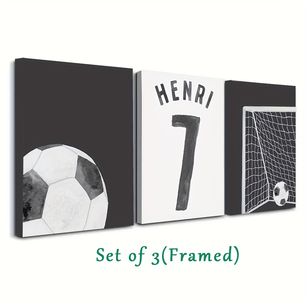 TEMU Set Of 3 Personalized Name Canvas Poster Wall Decoration, Customized Name And Number Decoration Paintings, Cartoon Themed Canvas Paintings
