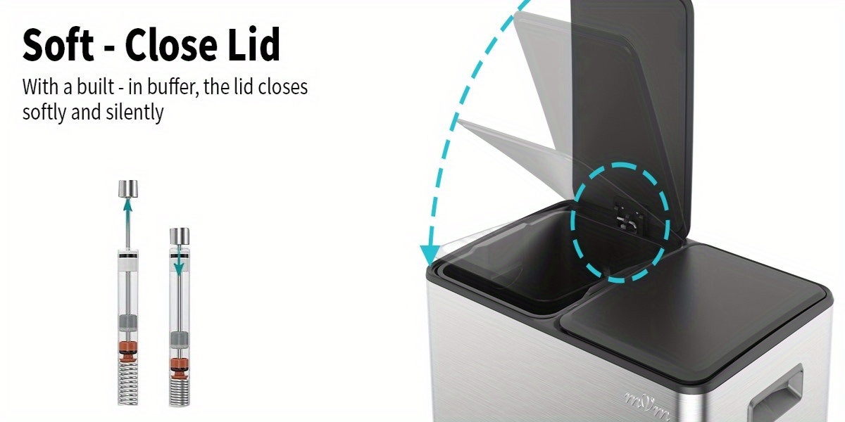 mVm 60L Heavy-Duty Stainless Step Trash Can with 2 Removable Buckets, Dual Compartment Silent Close Lid & OdorLock System, Smudge-Proof & Rust-Resistant Step-On Operation Kitchen/Office/Bathroom Waste Bin, 60L Capacity