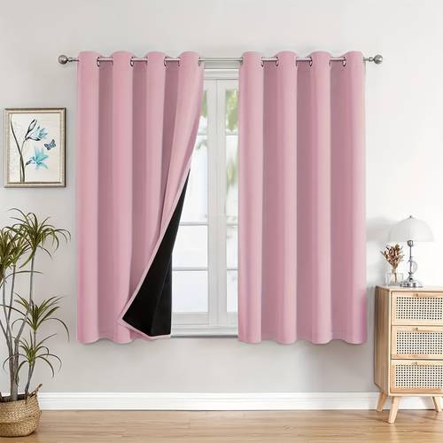 item picture 2 piece 100 blackout curtains grommet top for hanging sun protection privacy protection thermal insulation and noise reduction suitable for bedrooms living rooms dining rooms and home decor styles