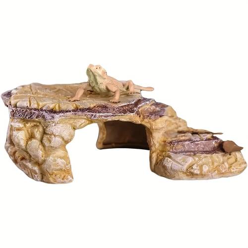 resin reptile sun platform with climbing ramp and hiding cave decoration ideal for turtles plesiosaurs lizards and small reptiles aquarium accessories