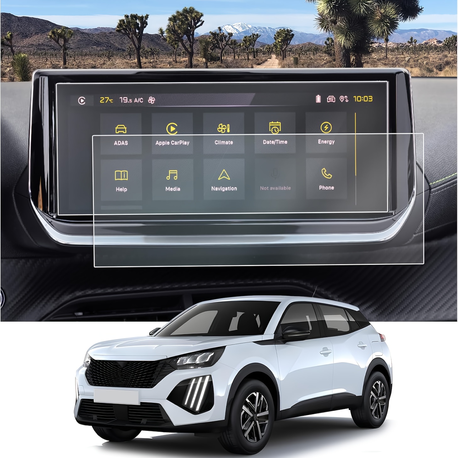 2pcs For E-208 2008 E-2008 2023 2024 2025 Facelift Navigation Screen Pet Protector 10 Inch 4h Scratch-resistant Gps Screen Protector Navigation Film For 208 E-208 2008 Additions