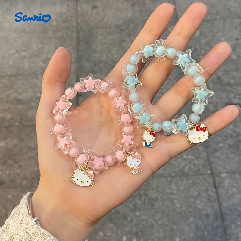 

[authorized]1pc Fashion And Delicate Resin Beads Hello Kitty Bracelet, Versatile And Easy-to-wear, Combine Well With Any Outfit