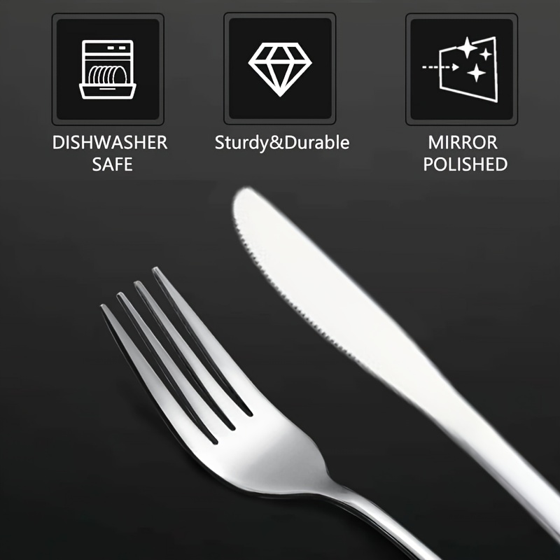 21pcs portable cutlery set durable outdoor   stainless steel camping utensils with steak knives dinner forks plates soup spoons bottle opener tongs storage bag dishwasher safe reusable for travel backpacking camping parties and   Product details 1
