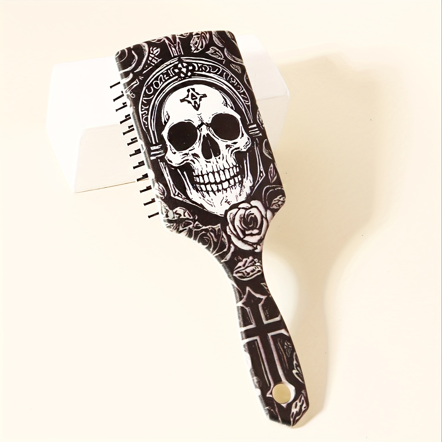 1pc Skeleton And Flower Pattern Air Cushion Comb - Massage Exfoliating Comb, Durable Abs Plastic Handle, Suitable For All Hairstyles