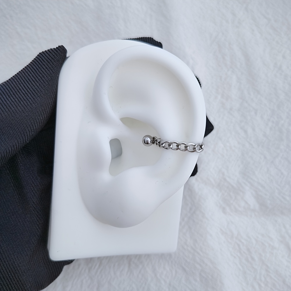 2d Flat - 1pc Stainless Steel Chain Conch Piercing Flat Piercing Ear Piercing Cartilage Earring Body Piercing Ear Stack