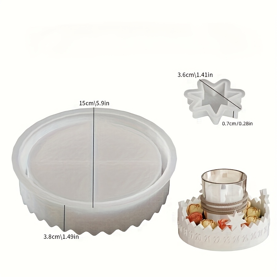 Image of Unique Lamp Mold Advent Festival Calendar Candlestick Silicone Mold With Date Display Star 2pcs Ring Star Candlestick Mold Calendar Number Advent Countdown Tray Gypsum Silicone Mold