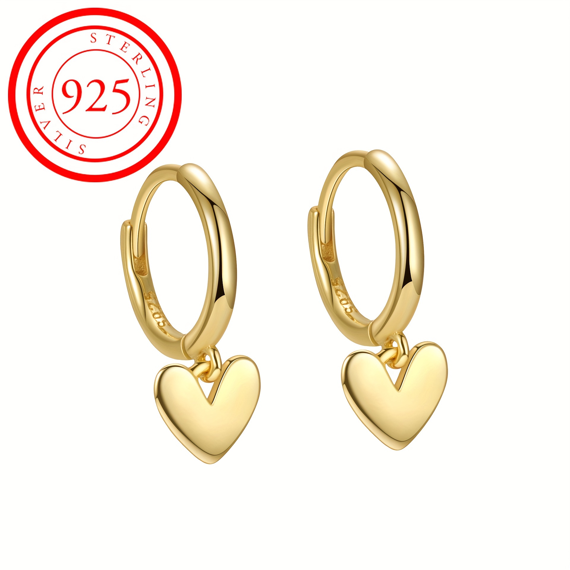 

S925 Sterling Silver Peach Heart Hoop Earrings Pendant - Retro Fashion Style, Simple Cute Jewelry, Perfect Birthday Gift For Girlfriend, Cute Earrings