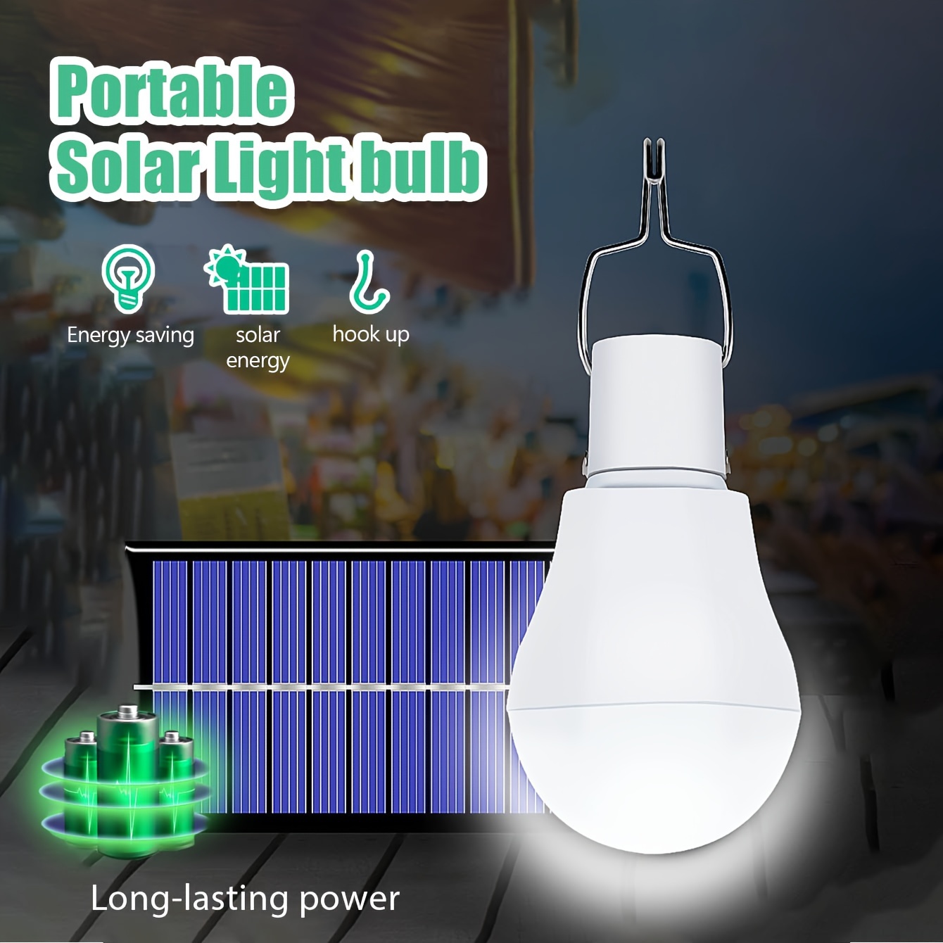 2Pcs Solar Bulbs Lights Indoor Outdoor Energy Saving Bulb, for Garden Yard  Pathway Garage Outdoor Indoor Home Chicken Coop Light, Solar LED Shed