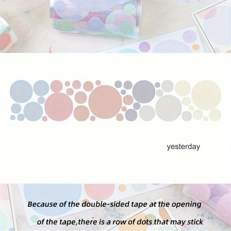 2 Meters Full Roll Of Basic Size Polka Dot Full Roll Handbook Pet Bottom Paper Tape Die-cut Gradient And Paper Tape