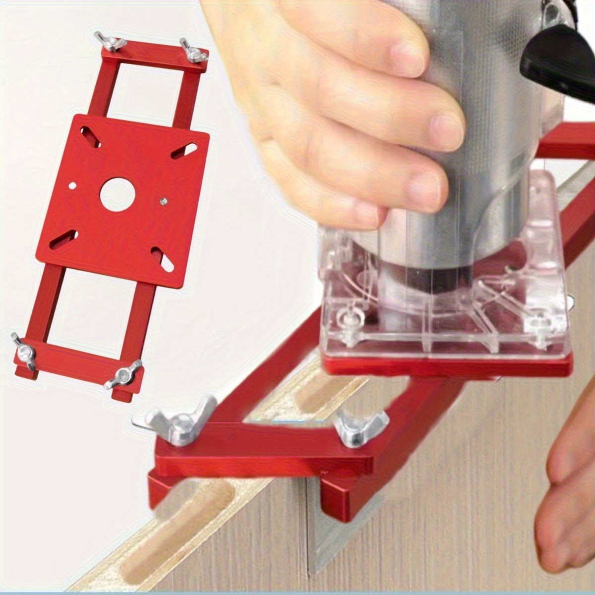 carpentry self centering grooving invisible bracket 2 in 1 slotting bracket wood   tool cabinet wardrobe furniture       router guide   or router guide with trimmer base