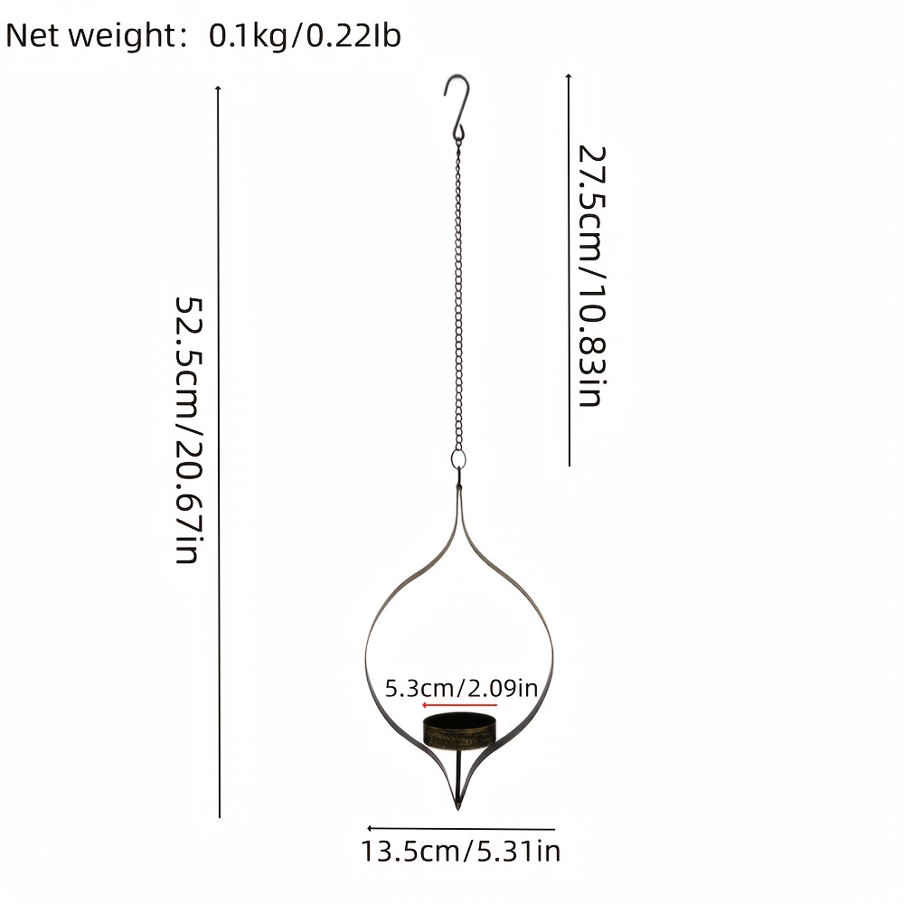 TEMU 1pc Vintage Distressed Teardrop-shaped Chain Hanging Candle Holder, And Shadow For A Great Ambiance, Candle Holder, Suitable For Outdoor, Patio,
