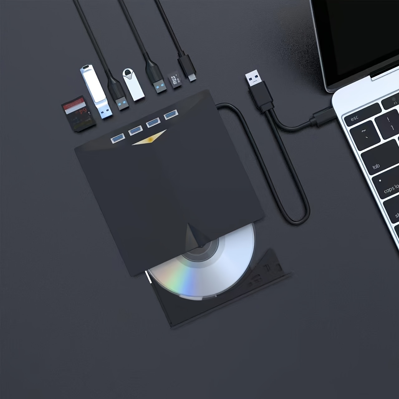 TEMU External Cd/dvd Drive For Laptop, 7 In 1 Usb 3.0 Dvd Player Portable Cd/dvd Burner, Cd Rom External Dvd Drive For Laptop Compatible With Laptop