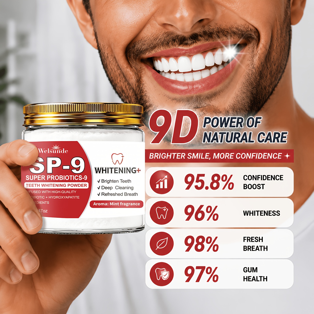20X Super Probiotics Hydroxyapatite Tooth Powder for Deep Cleansing
