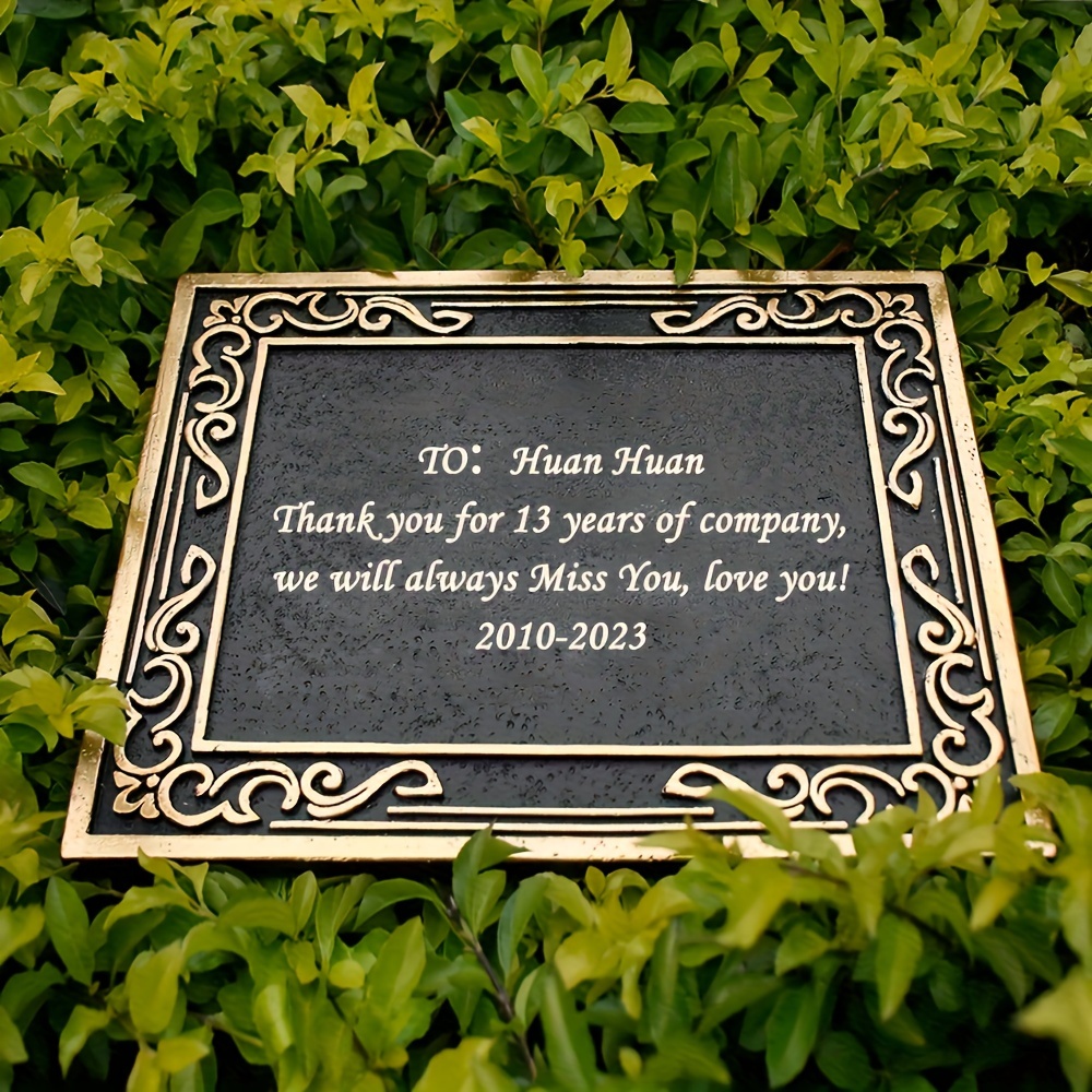 

Classic Resin Garden Memorial Stone - Personalized Commemorative Plaque For , Animal Theme, Floor Mount, Outdoor Use, Ideal For Easter Gift, No Electricity Or Battery Needed