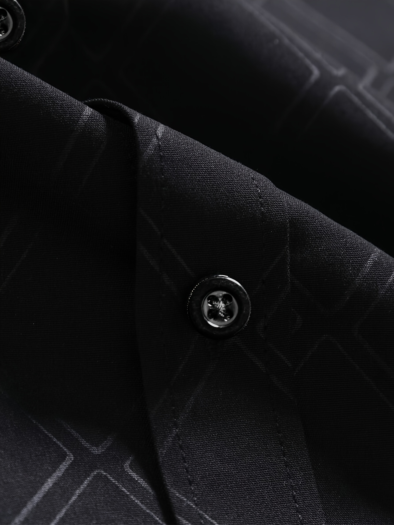 ανδρικό πουκάμισο στενής γραμμής με γεωμετρικό σχέδιο διαμαντιών - μαύρο, με κουμπιά, καλοκαιρινή επίσημη ενδυμασία, πολυεστέρας, πλενόμενο στο πλυντήριο, μοδάτη εμφάνιση | πουκάμισο με γεωμετρικό σχέδιο | πολυτελές πουκάμισο, κομψά πουκάμισα για το νέο έτος Στοιχεία είδους 3