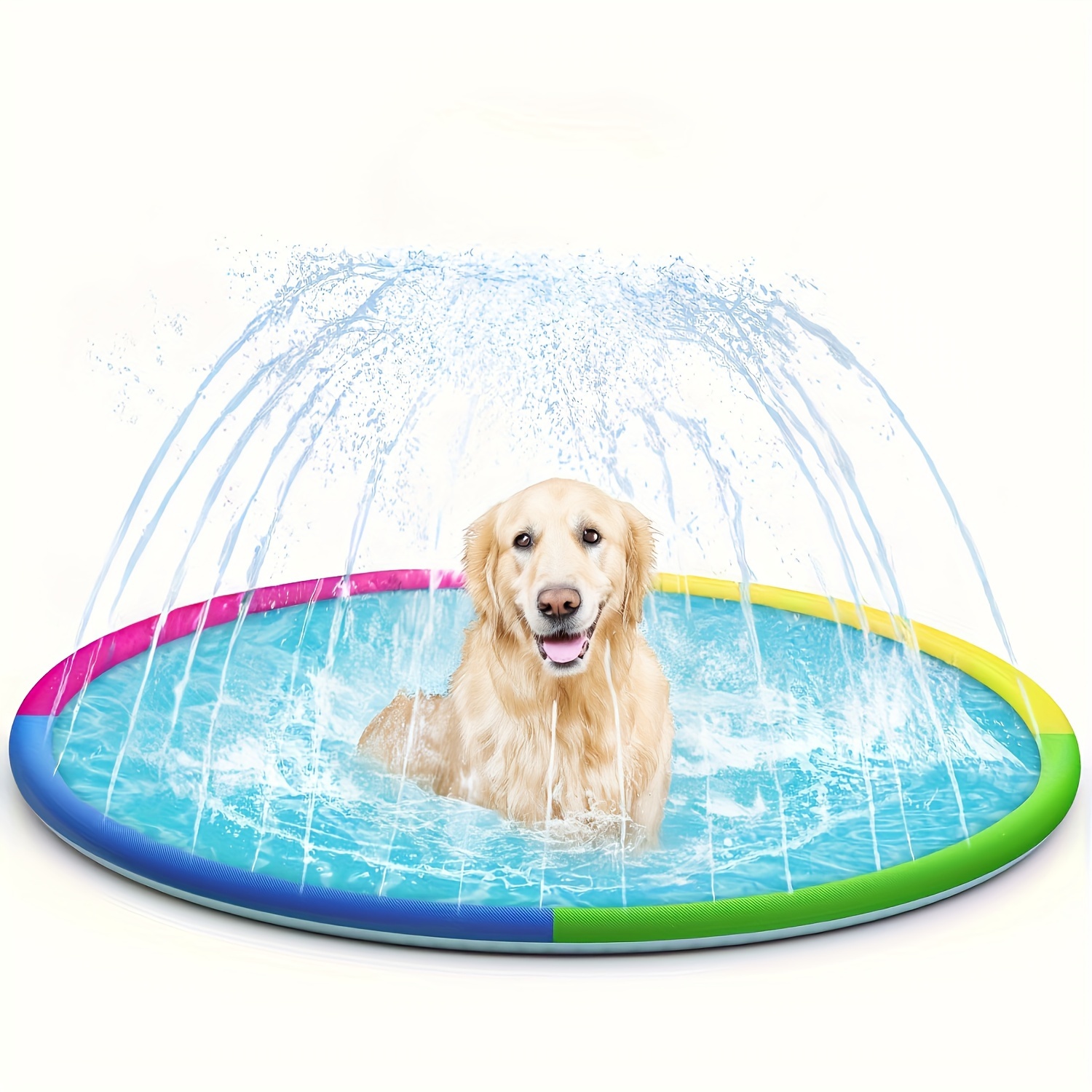 

67" Splash Guard & Sprinkler Play Mat - Inflatable Summer Outdoor Water Pad For Parties, Dogs & Fun In The Sun