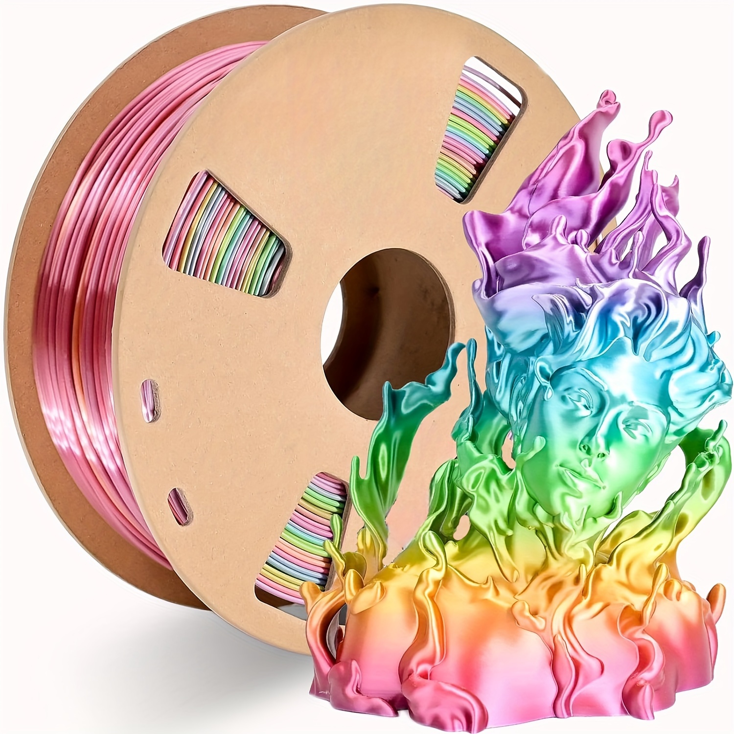 

Filament d'imprimante 3D PLA, dégradé multicolore soyeux, changement de couleur rapide, 1,75 mm, 1 kg/2,2 lb, matériau PLA arc-en-ciel pour l'impression 3D