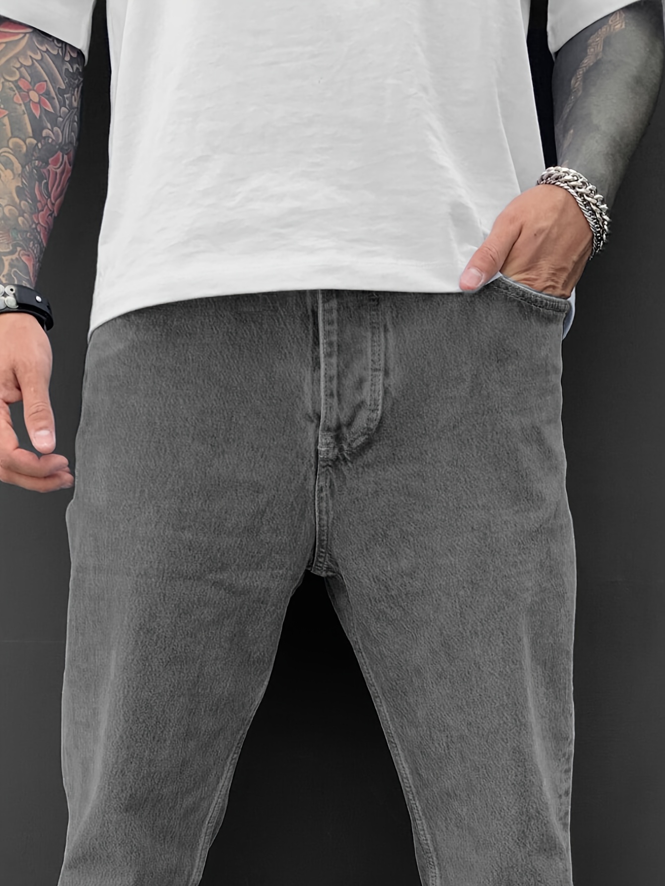 One Pair of Vintage Washed Jeans Youth Casual Denim Suitable for Outdoor