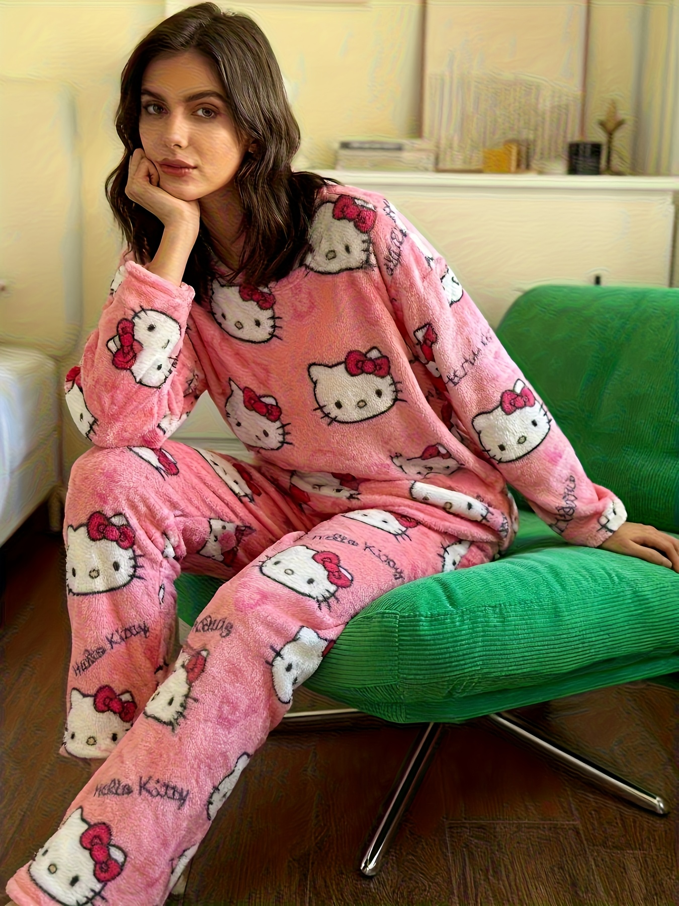 Schattig *! Flanellen Pyjama Set met * | Zacht * Comfortabel, Ronde Hals,  Lange Mouwen, Cartoon * Herfst/Winter, Gelijksoortige Outfits voor Koppels  of Beste Vrienden * Merk., image size:800x1067