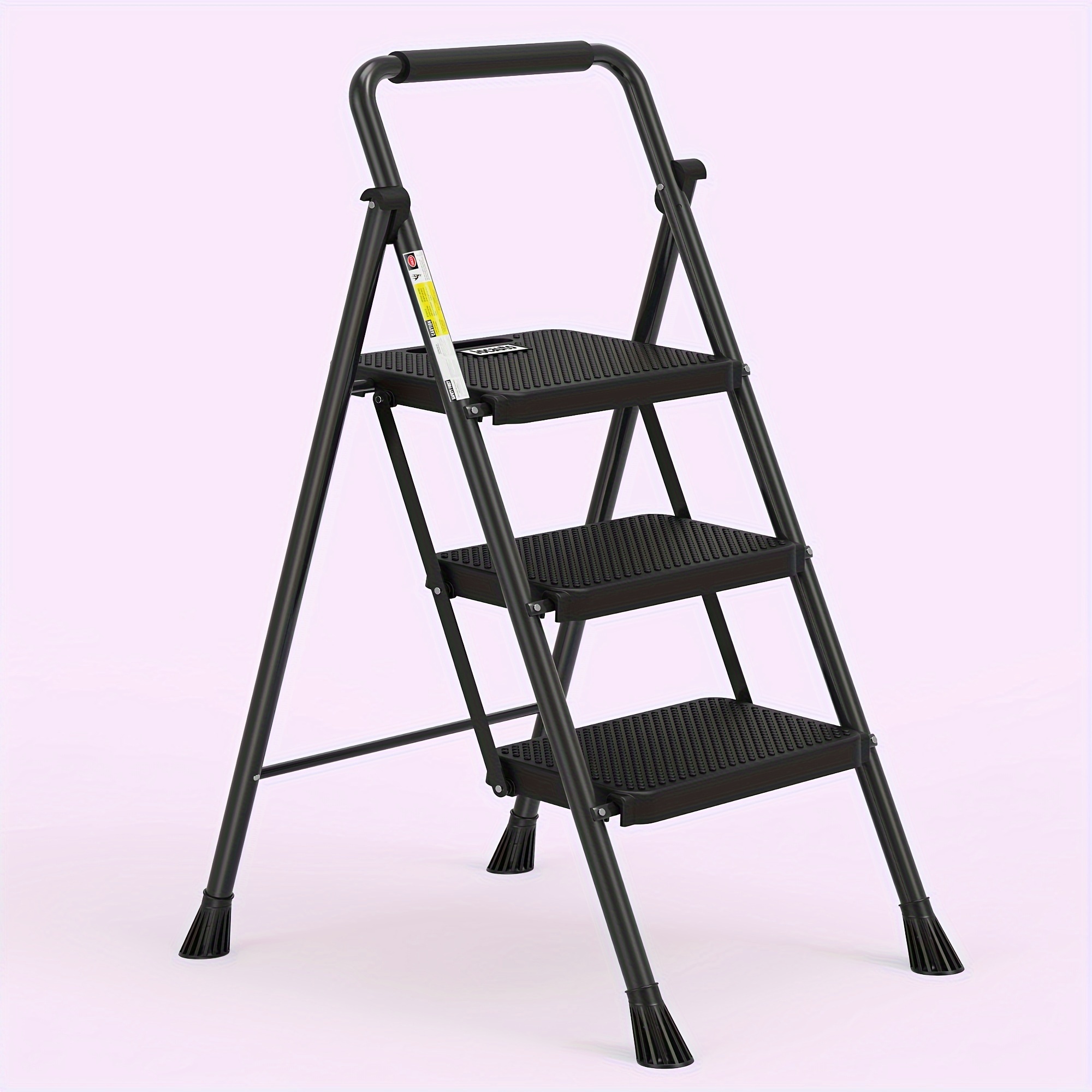 

Portable 2/3 Step Ladder, Folding Step Stool With Anti Slip Mat And Handrail, Kitchen, Bedroom, Or Outdoors