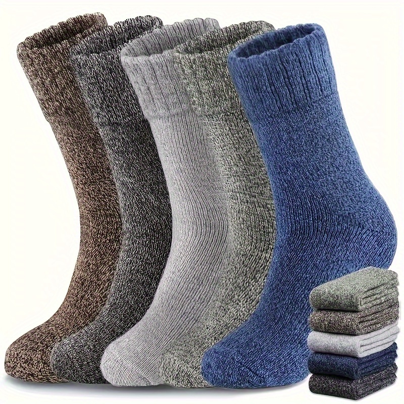 

2/3/5 Pairs Of Socks Wool Autumn And Winter Men's Thickened Plus Velvet Warm Mid-tube Socks Retro Terry Socks Snow Socks Socks