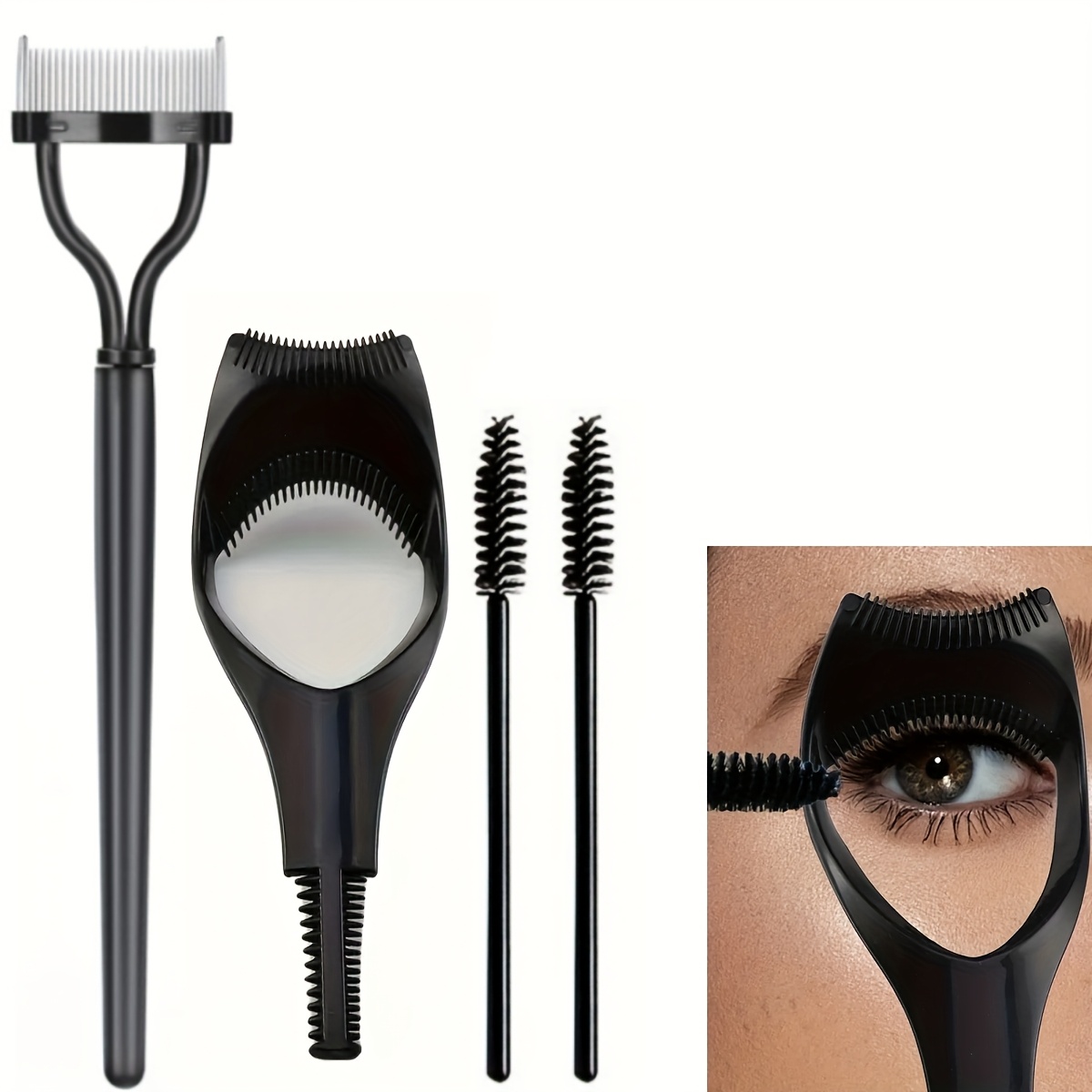 TEMU Eyelash Products - Mascara Flaps And Stainless Steel Mascara Combs, Mascara Brushes, Create Natural Eyelashes And Prevent Mascara From Clogging