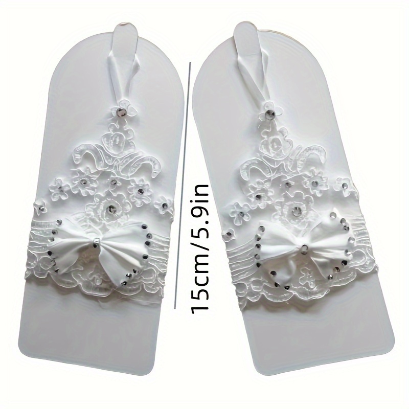 E-shop 1 Paar / Spitzenstickerei Spitzenhandschuhe, Schleifen-Finger-Spitzenhandschuhe, Elegante und romantische Braut-Accessoires, Zeremonielle