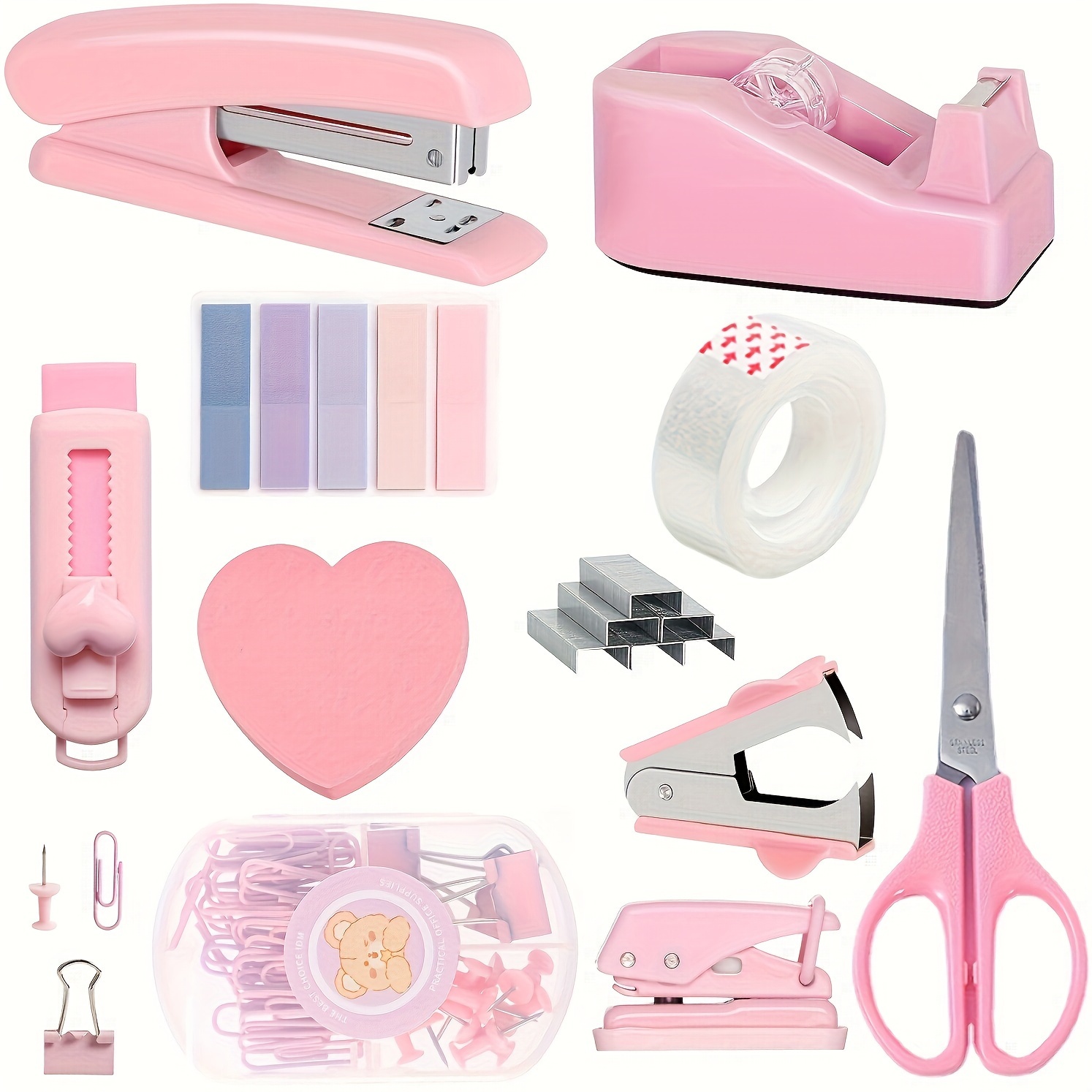 

13pcs Kit: Acrylic, , Tape Dispenser, Labels, Scissors, Clips, Hole Punch & Eraser - Ideal For Students, Teachers & Professionals