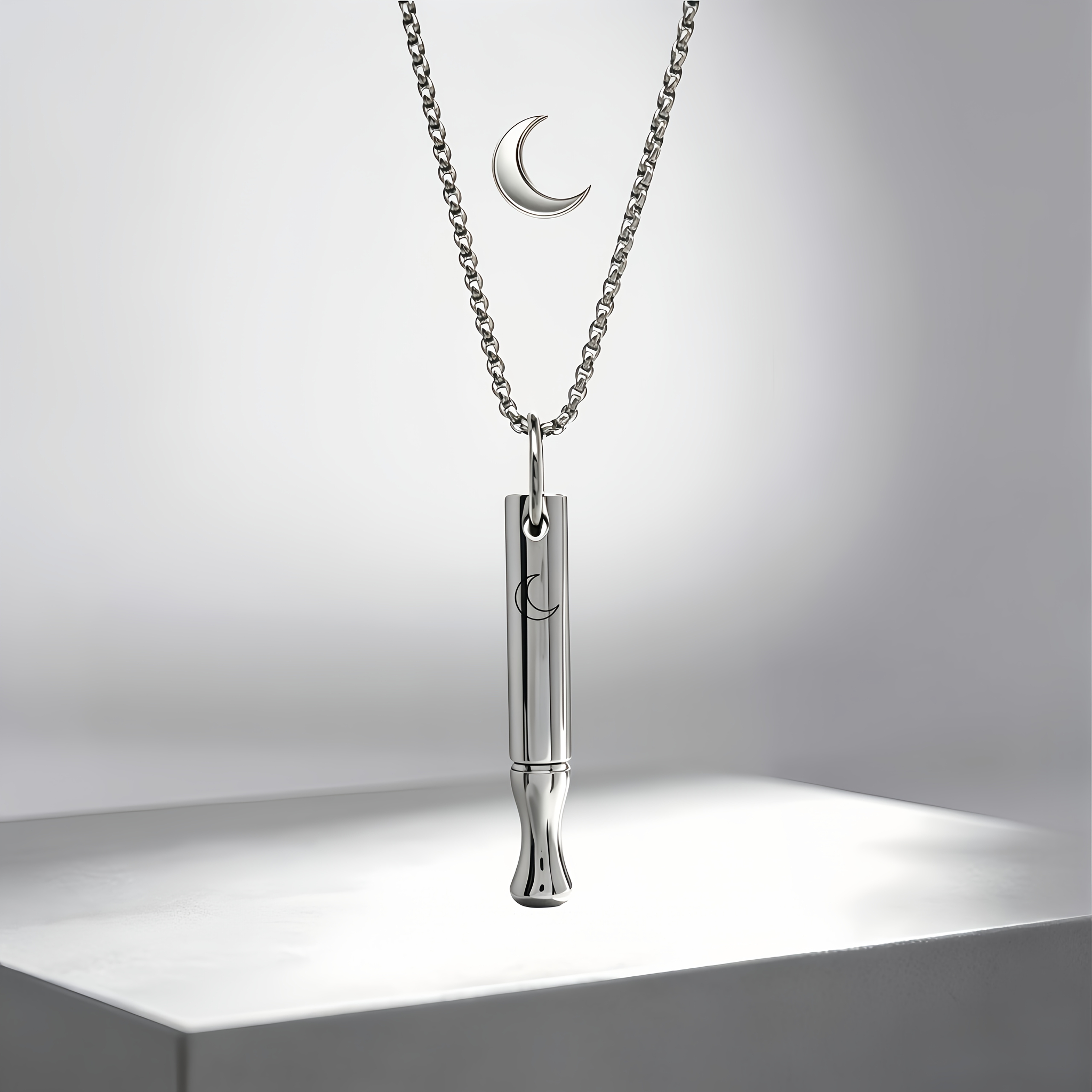 Men's Stainless Steel Breathing Necklace for Mindfulness