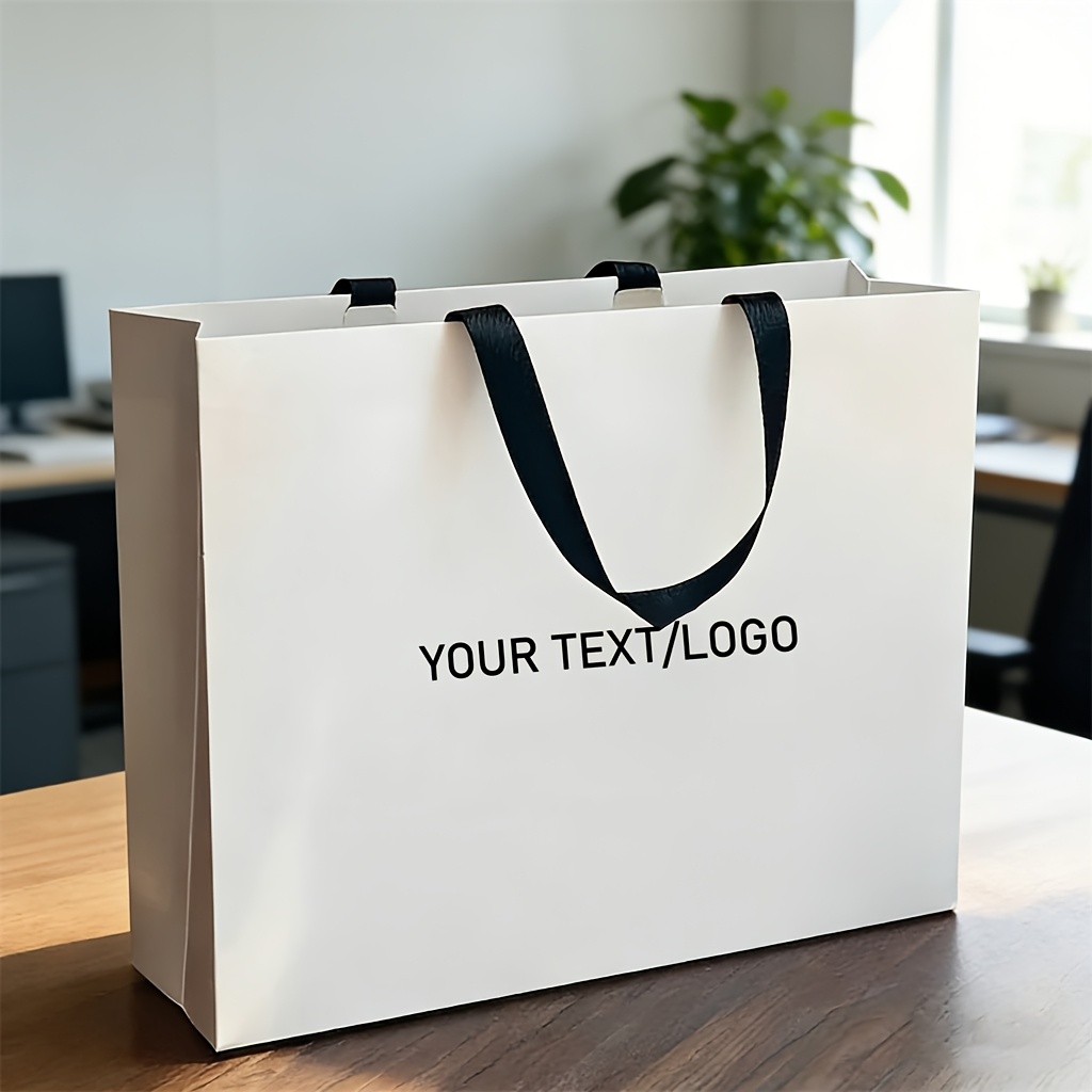 TEMU Gift For Her/him A Custom High-quality Gift Bag With A Personalized Logo, Bag With Ribbons, Jewelry Bag For Retail, Wedding Bags For Groomsmen