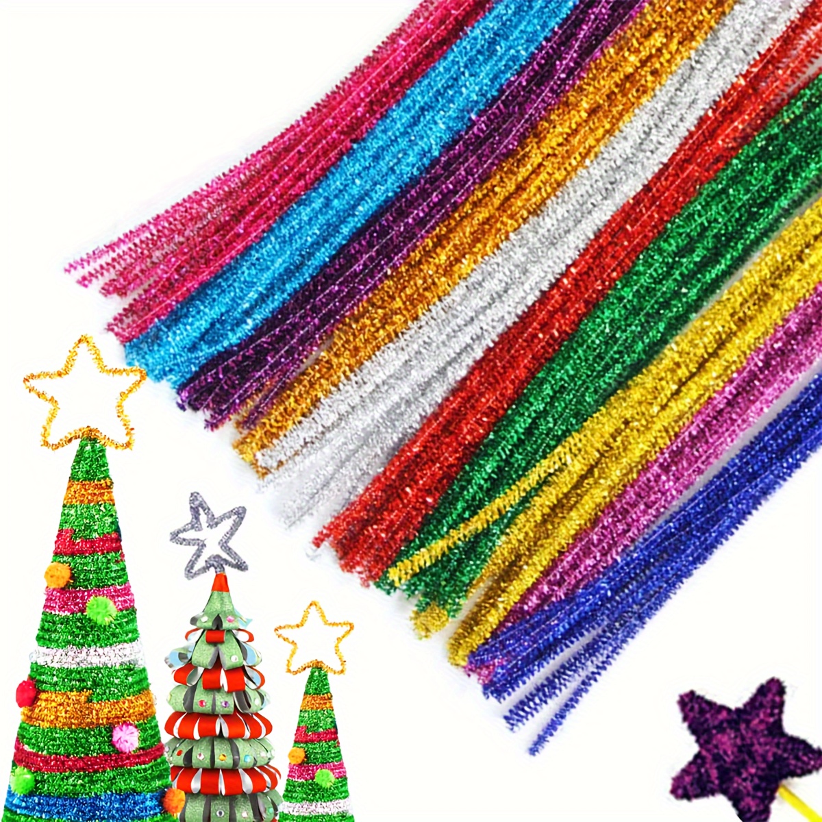 

100/300/500 Pack Fabric Pipe Cleaners, Multicolor Chenille Stems For Diy Crafts, Art Decorations, Party Supplies, And Holiday Gift Making