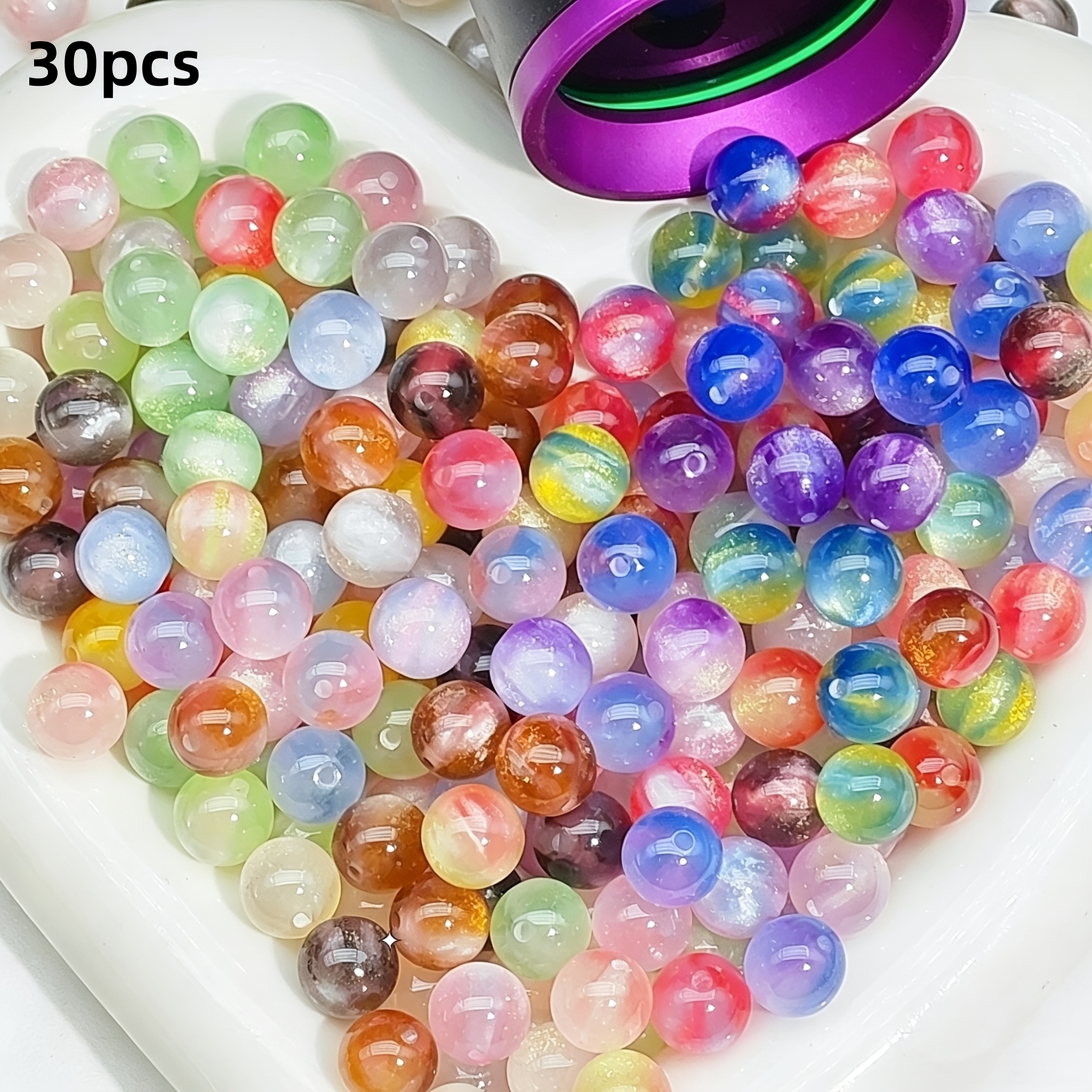TEMU 30pcs Perles Photochromiques de Couleurs Aléatoires, Ajouts Individuels Tendance, Ajouts Tendance pour Bracelet Collier Pendentif Style